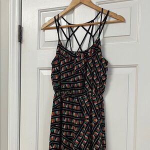 Y2K Charlotte Russe Black and Multicolor Geometric Maxi Dress Sz Small